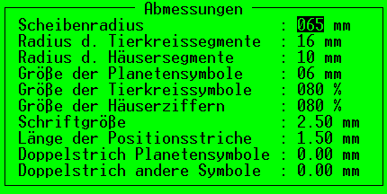 Dialogfenster Abmessungen